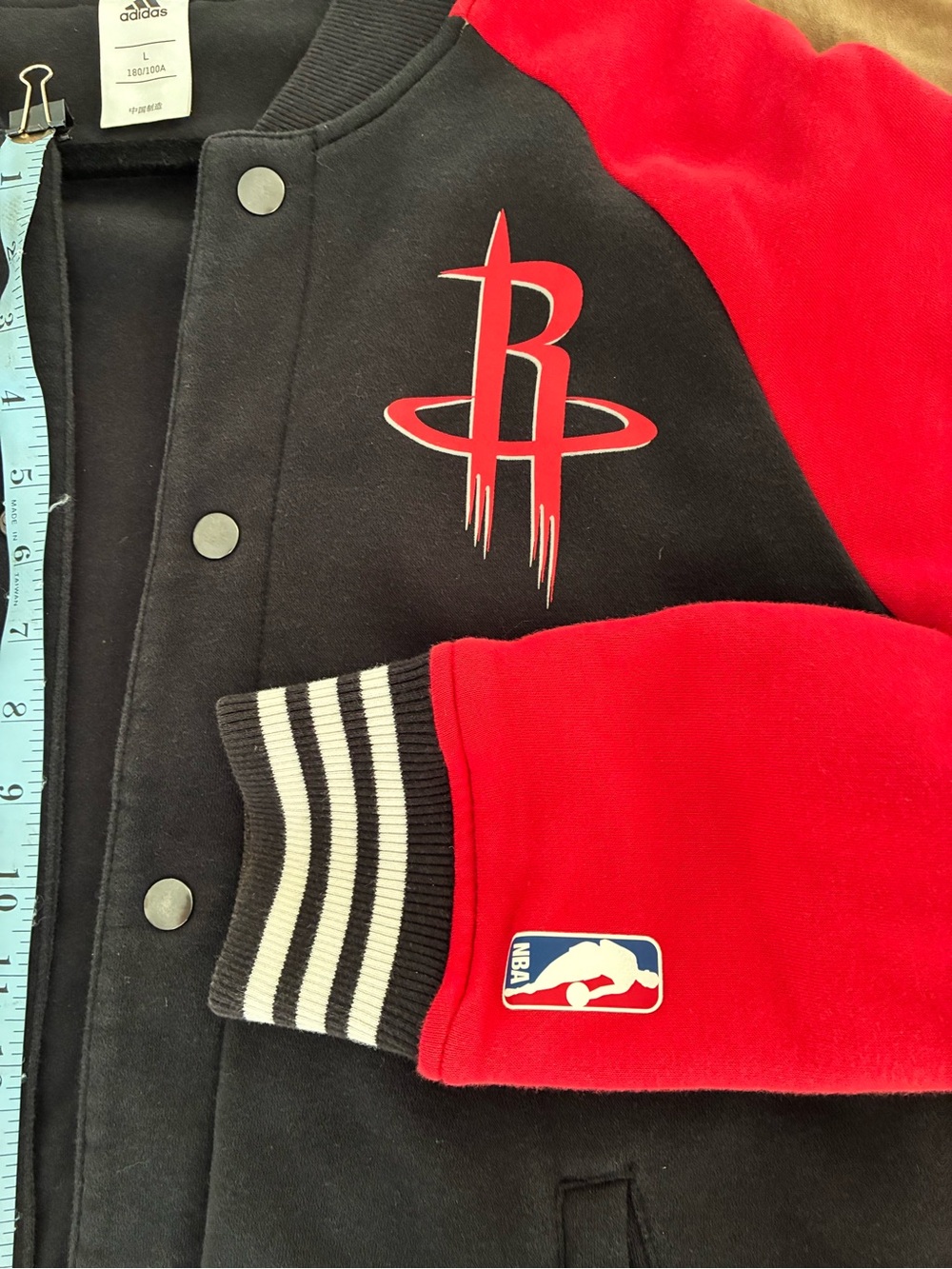 Adidas NBA Houston Rockets Snap Button Jacket Large - Picture 3 of 5